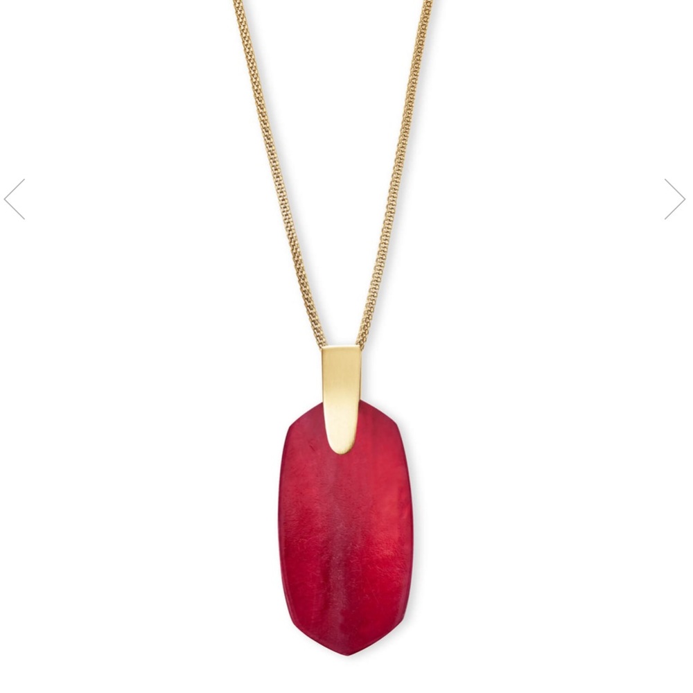 Inez Gold Long Pendant Necklace In Red MOP